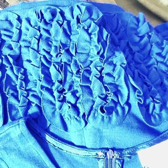 Adore Sleeveless Blue round neckline ruffle hemline Size Medium new with tag - Picture 5 of 15